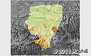Physical 3D Map of Xuyong, darken, desaturated