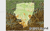Physical 3D Map of Xuyong, darken