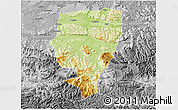 Physical 3D Map of Xuyong, desaturated