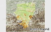 Physical 3D Map of Xuyong, semi-desaturated