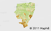 Physical 3D Map of Xuyong, single color outside