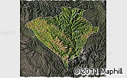 Satellite 3D Map of Yajiang, darken, semi-desaturated