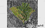 Satellite 3D Map of Yajiang, desaturated