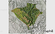 Satellite 3D Map of Yajiang, lighten, semi-desaturated