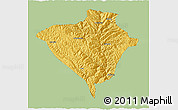 Savanna Style 3D Map of Yajiang, single color outside