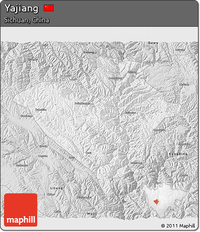 Silver Style 3D Map of Yajiang