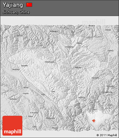 Silver Style 3D Map of Yajiang