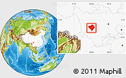 Physical Location Map of Yajiang, highlighted country