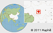 Savanna Style Location Map of Yajiang, highlighted country
