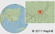 Savanna Style Location Map of Yajiang, hill shading