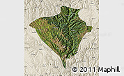 Satellite Map of Yajiang, shaded relief outside