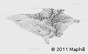 Physical Panoramic Map of Yajiang, single color outside