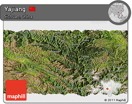 Satellite Panoramic Map of Yajiang