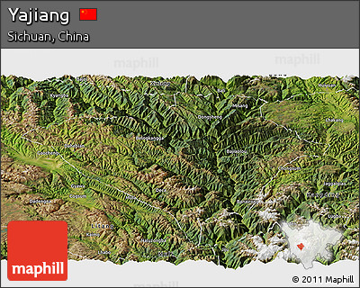 Satellite Panoramic Map of Yajiang