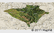 Satellite Panoramic Map of Yajiang, shaded relief outside