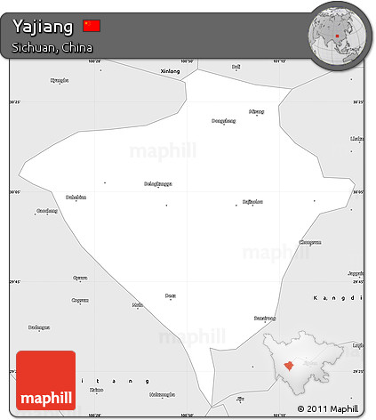 Silver Style Simple Map of Yajiang
