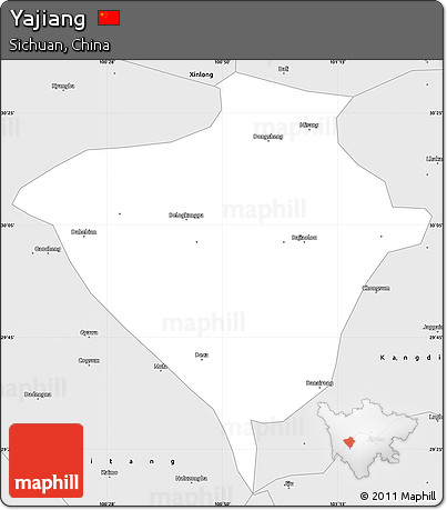 Silver Style Simple Map of Yajiang