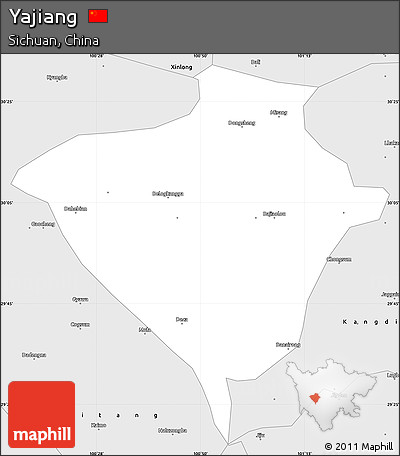 Silver Style Simple Map of Yajiang
