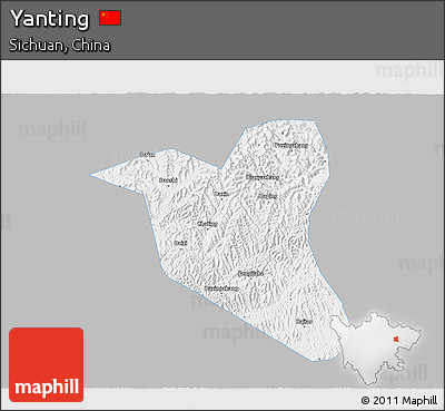 Gray 3D Map of Yanting, single color outside