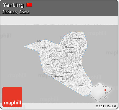 Gray 3D Map of Yanting, single color outside