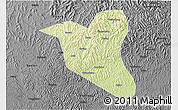 Physical 3D Map of Yanting, darken, desaturated