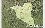Physical 3D Map of Yanting, darken