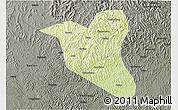 Physical 3D Map of Yanting, darken, semi-desaturated