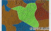 Political 3D Map of Yanting, darken