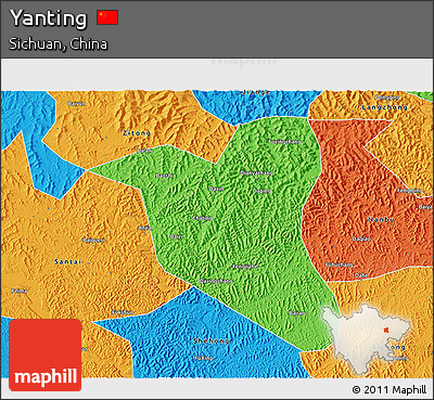 Political 3D Map of Yanting