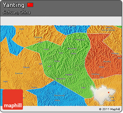 Political 3D Map of Yanting