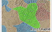 Political 3D Map of Yanting, semi-desaturated