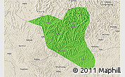 Political 3D Map of Yanting, shaded relief outside