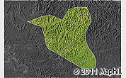 Satellite 3D Map of Yanting, darken, desaturated