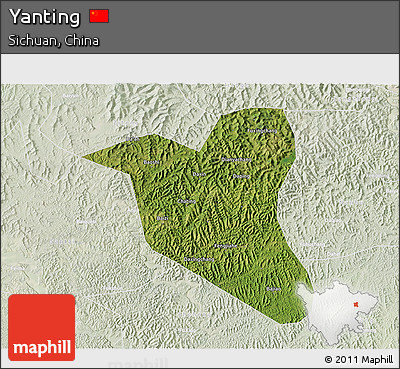 Satellite 3D Map of Yanting, lighten
