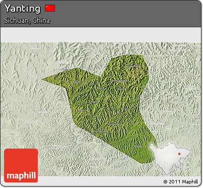 Satellite 3D Map of Yanting, lighten