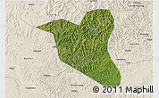 Satellite 3D Map of Yanting, shaded relief outside