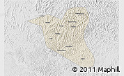 Shaded Relief 3D Map of Yanting, lighten, desaturated