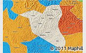 Shaded Relief 3D Map of Yanting, political outside
