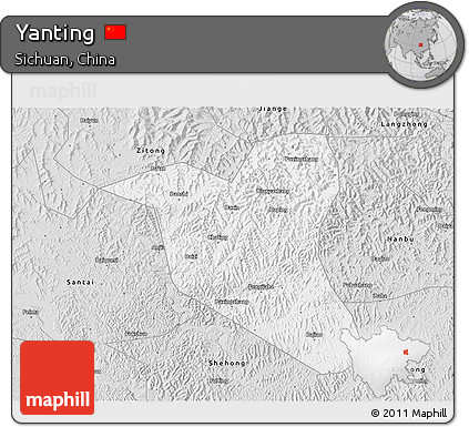 Silver Style 3D Map of Yanting