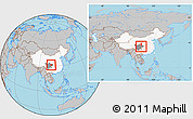 Gray Location Map of Yanting, highlighted country, highlighted parent region, within the entire country