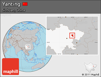 Gray Location Map of Yanting, highlighted parent region