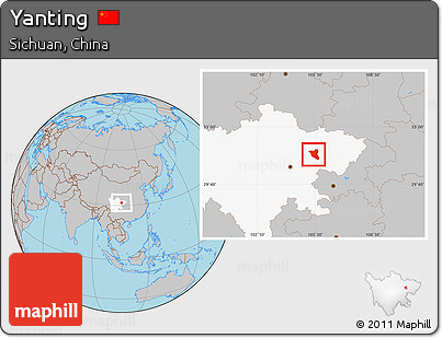 Gray Location Map of Yanting, highlighted parent region