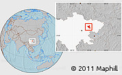 Gray Location Map of Yanting, highlighted parent region, hill shading