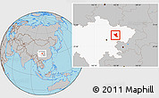 Gray Location Map of Yanting, highlighted parent region