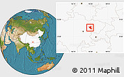 Satellite Location Map of Yanting, highlighted country