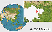 Satellite Location Map of Yanting, highlighted parent region