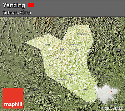 Physical Map of Yanting, darken