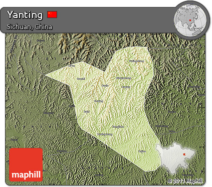 Physical Map of Yanting, darken