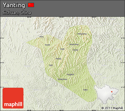 Physical Map of Yanting, lighten