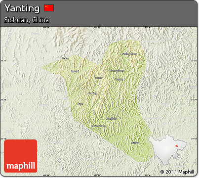 Physical Map of Yanting, lighten